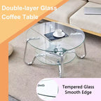 Table basse JVNOXK en verre trempé double couche avec cadre en métal rétro