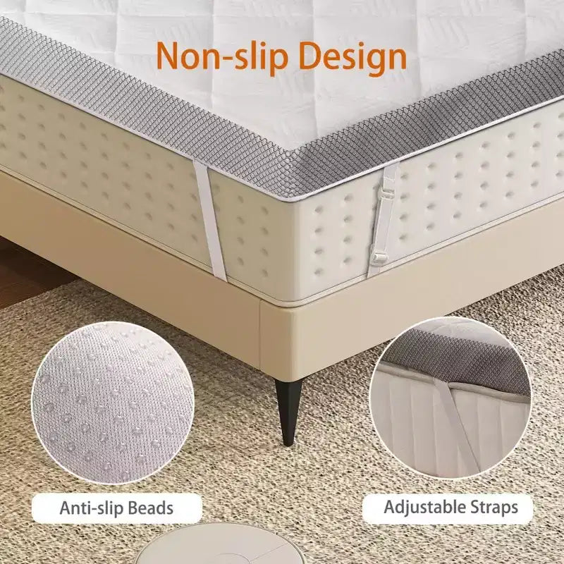 Surmatelas Dyonery de 7,6 cm extra-ferme – Coussin en mousse haute densité anti-douleur avec housse amovible et sans odeur