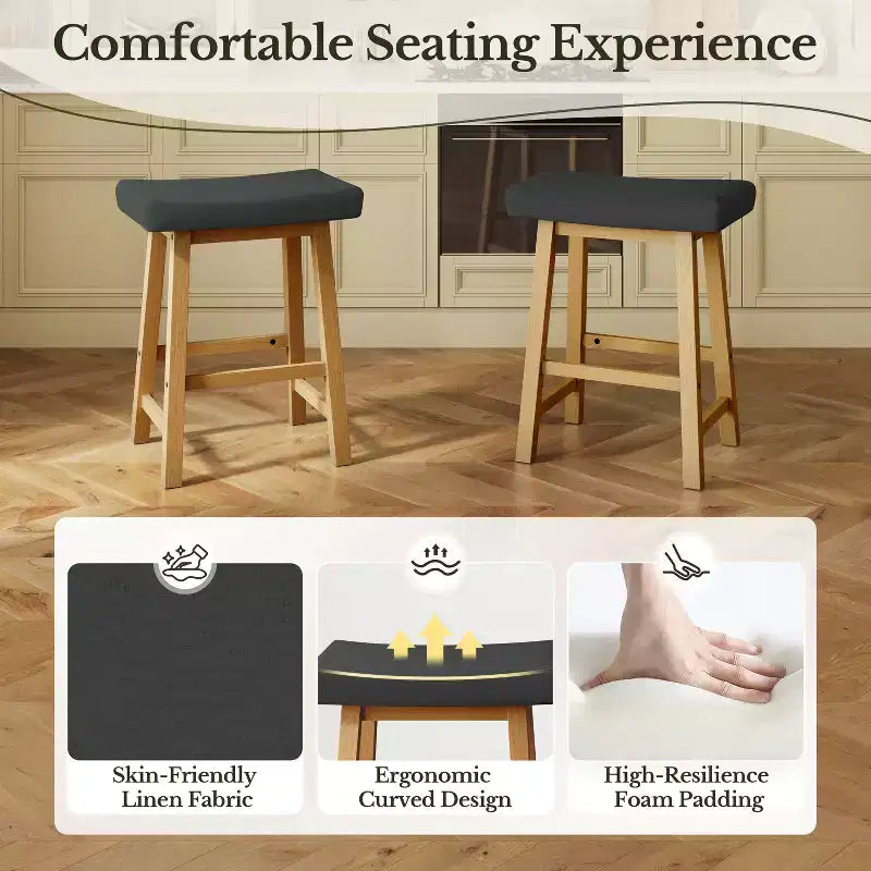 Yaheetech Lot de 3 tabourets de bar rembourrés hauteur comptoir pour cuisine et salle à manger