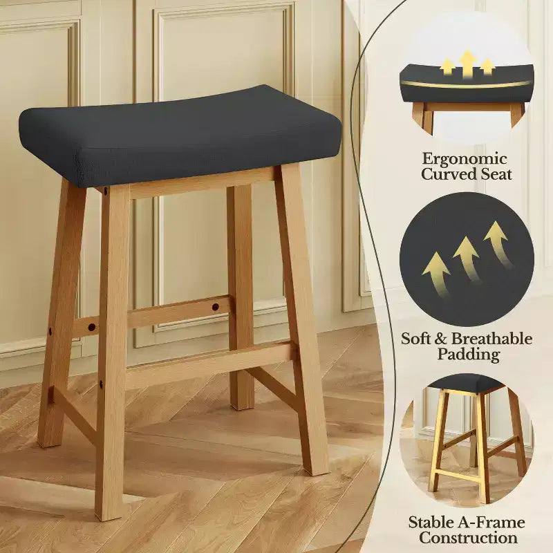 Yaheetech Lot de 3 tabourets de bar rembourrés hauteur comptoir pour cuisine et salle à manger