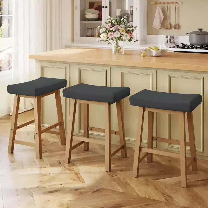 Yaheetech Lot de 3 tabourets de bar rembourrés hauteur comptoir pour cuisine et salle à manger
