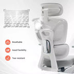 Fauteuil de bureau ergonomique en maille avec support lombaire réglable, appui-tête et repose-pieds, accoudoirs 3D, chaise pivotante pour utilisateurs corpulents