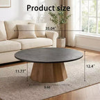 Table basse ronde JVNOXK Table à thé en bois robuste sur pied pour salon Facile à monter, Noir, Bois