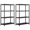 vidaXL Storage Shelf Racks 2 pcs Black 485 lb 35.4x15.7x54.3 Plastic