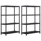 vidaXL Storage Shelf Racks 2 pcs Black 485 lb 35.4x15.7x54.3 Plastic