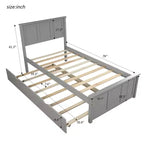 Lit plateforme double FAMYYT avec lit gigogne peu encombrant, montage facile, gris