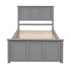 Lit plateforme double FAMYYT avec lit gigogne peu encombrant, montage facile, gris