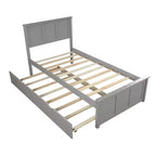 Lit plateforme double FAMYYT avec lit gigogne peu encombrant, montage facile, gris
