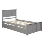 Lit plateforme double FAMYYT avec lit gigogne peu encombrant, montage facile, gris