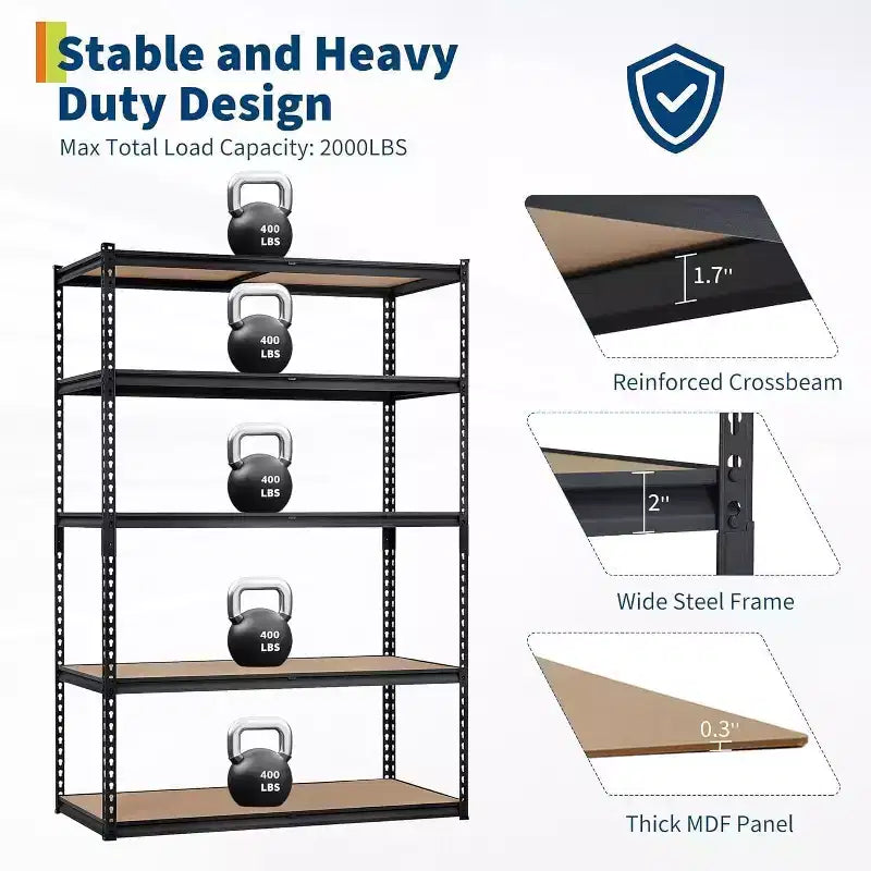 Étagère de garage, capacité de 1 134 kg, étagères de rangement réglables en acier, rayonnages de rangement robustes pour sous-sol, entrepôt, atelier