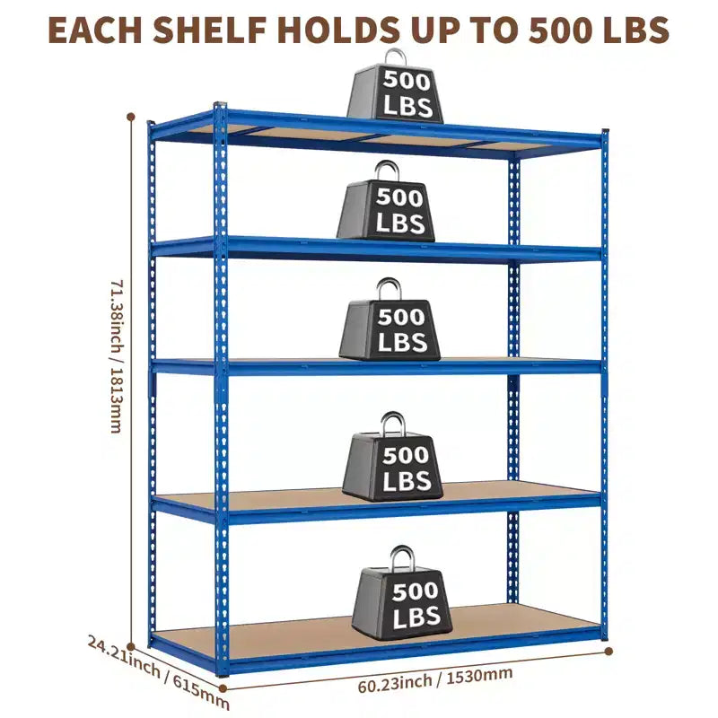 Étagère de garage, capacité de 1 134 kg, étagères de rangement réglables en acier, rayonnages de rangement robustes pour sous-sol, entrepôt, atelier