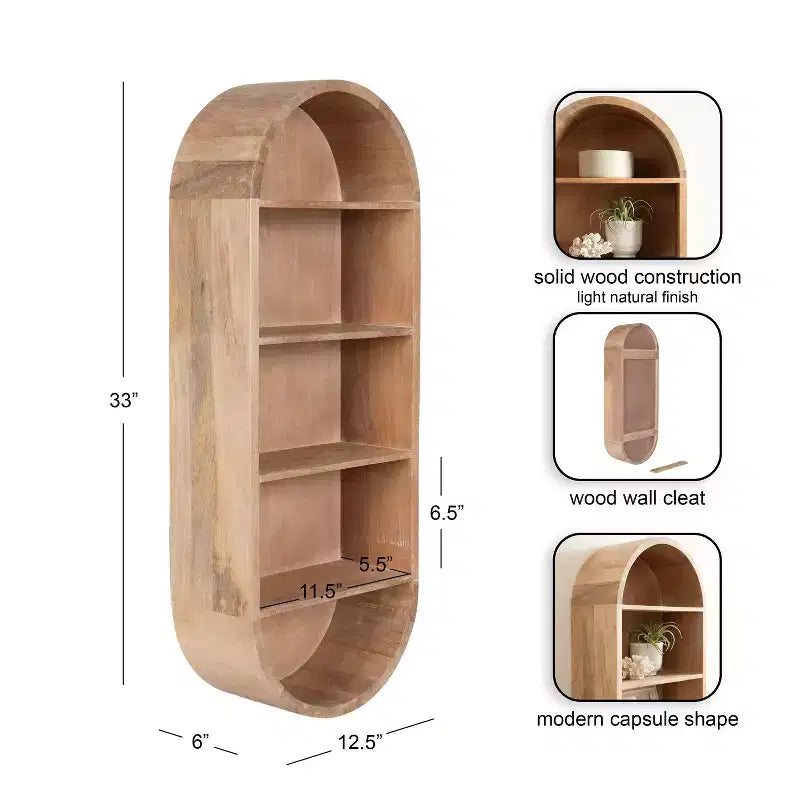 Étagère Murale Capsule Kate and Laurel Hutton Wood, Naturel, 13x33