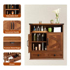 Meuble de salle de bain mural de 24 po, style ferme, avec portes coulissantes - Armoire à pharmacie avec étagère réglable pour salle de bain et buanderie