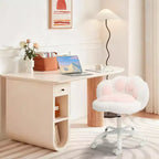 Chaise de vanité en polaire Teddy avec dossier en patte de chat, pivotante à 360°, hauteur réglable, supporte 136 kg, assemblage sans outils pour bureau à domicile, chambre à coucher
