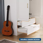 Armoire penderie en bois à 3 portes avec 2 tiroirs, armoire penderie moderne avec portes et étagères, placard de rangement pour vêtements.