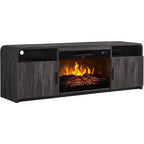 Meuble TV cheminée cannelé AMERLIFE 178 cm pour téléviseurs jusqu'à 203 cm avec rangement cheminée électrique 76 cm, noir