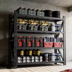 Étagères de garage métalliques robustes réglables, unité d'étagères industrielles, rayonnage de rangement en acier pour entrepôt, noir