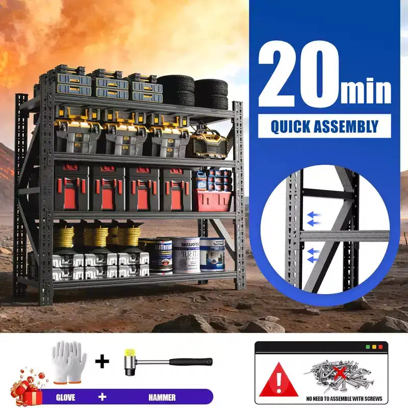 Étagères de garage métalliques robustes réglables, unité d'étagères industrielles, rayonnage de rangement en acier pour entrepôt, noir