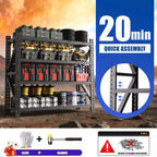Étagères de garage métalliques robustes réglables, unité d'étagères industrielles, rayonnage de rangement en acier pour entrepôt, noir