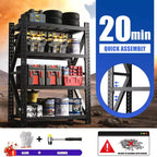 Étagères de garage métalliques robustes réglables, unité d'étagères industrielles, rayonnage de rangement en acier pour entrepôt, noir
