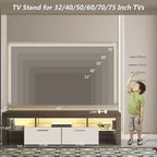 Meuble TV LED moderne JVNOXK avec grand tiroir de rangement pour téléviseurs de 40, 50, 55, 60, 65, 70, 75 pouces, avec centre de divertissement brillant pour salon, chambre, bois