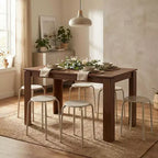 Ensemble table de salle à manger FurnitureR pour 6 personnes, table de cuisine moderne avec 6 tabourets en métal, ensemble de salle à manger peu encombrant pour cuisine, salle à manger, appartement