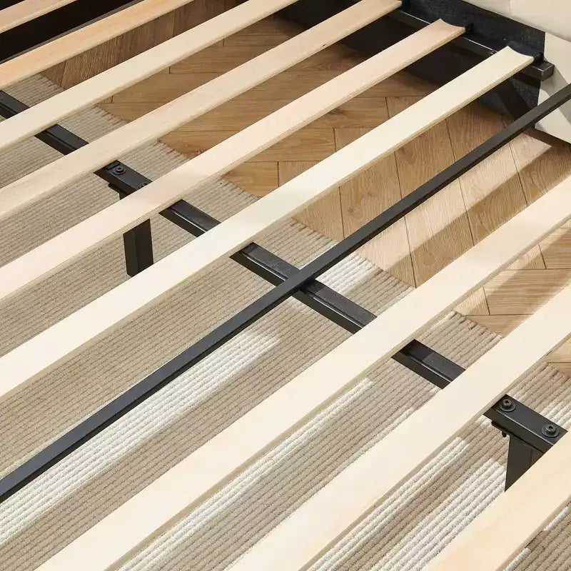 Cadre de lit de repos rembourré pleine grandeur avec dossier et accoudoirs, lit d'angle moderne en forme de L pour chambre à coucher et salon