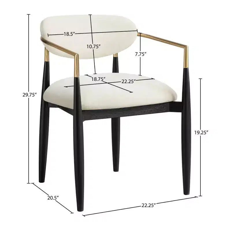 Chaises de salle à manger Riccio de Meridian Furniture avec accoudoirs et revêtement en tissu haute performance (lot de 2)