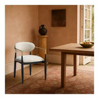 Chaises de salle à manger Riccio de Meridian Furniture avec accoudoirs et revêtement en tissu haute performance (lot de 2)