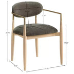 Chaises de salle à manger Riccio de Meridian Furniture avec accoudoirs et revêtement en tissu haute performance (lot de 2)