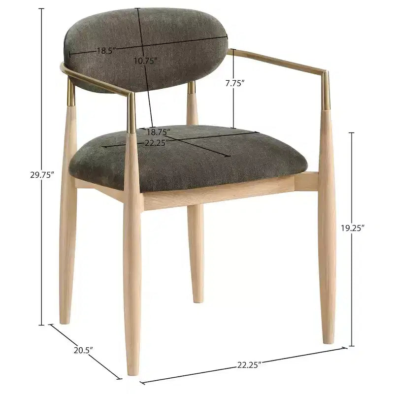 Chaises de salle à manger Riccio de Meridian Furniture avec accoudoirs et revêtement en tissu haute performance (lot de 2)