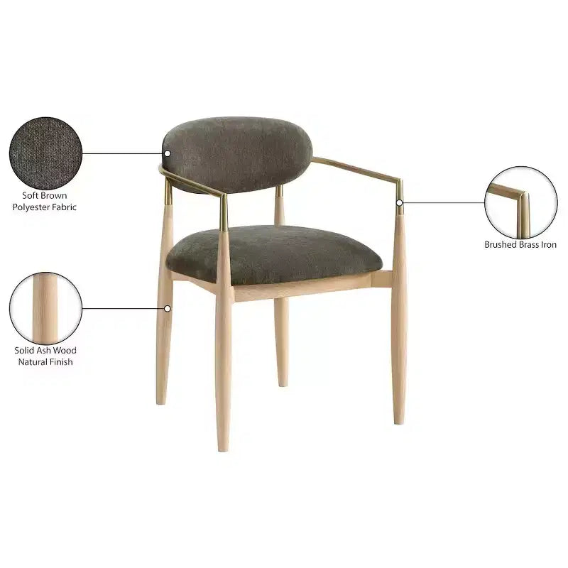 Chaises de salle à manger Riccio de Meridian Furniture avec accoudoirs et revêtement en tissu haute performance (lot de 2)