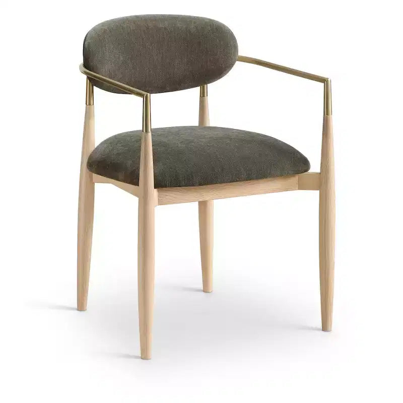 Chaises de salle à manger Riccio de Meridian Furniture avec accoudoirs et revêtement en tissu haute performance (lot de 2)