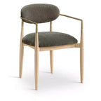 Chaises de salle à manger Riccio de Meridian Furniture avec accoudoirs et revêtement en tissu haute performance (lot de 2)