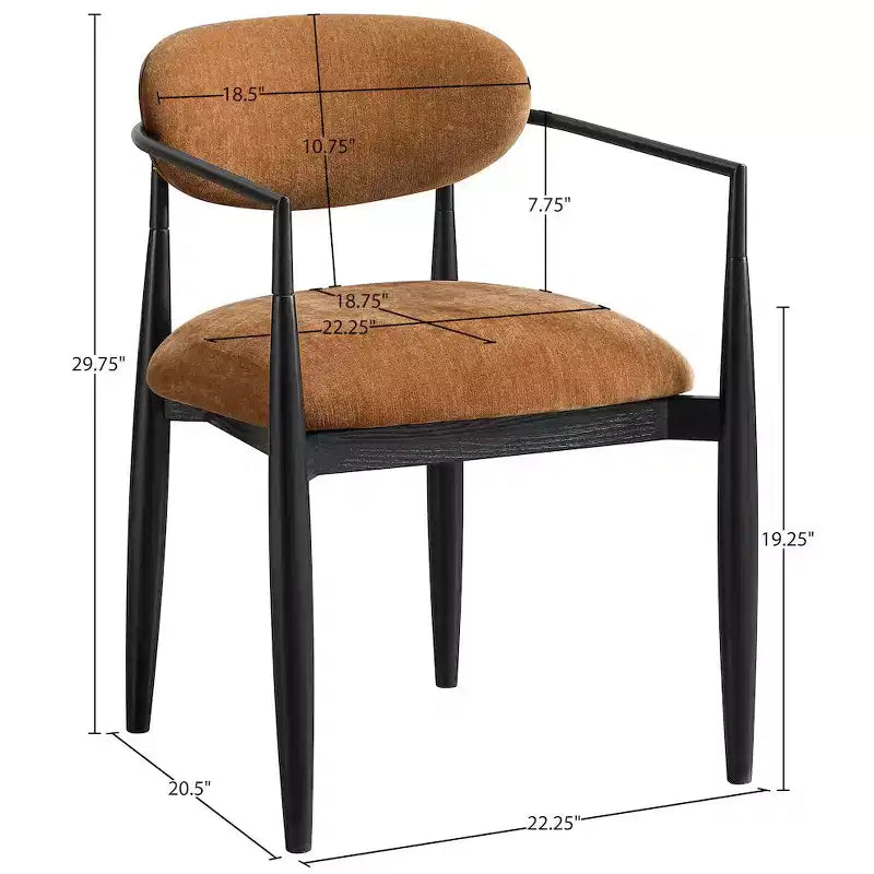 Chaises de salle à manger Riccio de Meridian Furniture avec accoudoirs et revêtement en tissu haute performance (lot de 2)