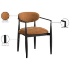 Chaises de salle à manger Riccio de Meridian Furniture avec accoudoirs et revêtement en tissu haute performance (lot de 2)