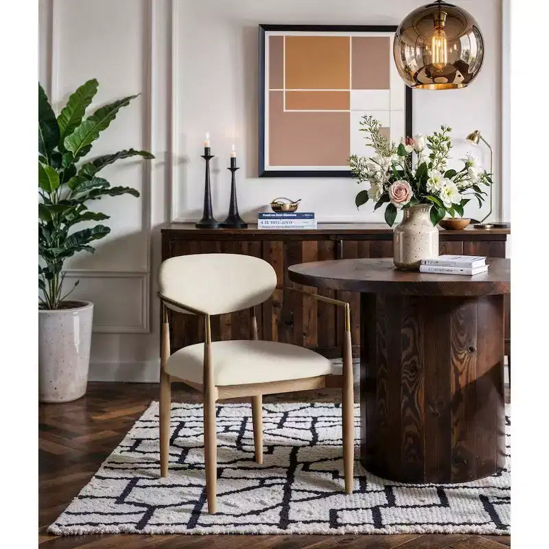 Chaises de salle à manger Riccio de Meridian Furniture avec accoudoirs et revêtement en tissu haute performance (lot de 2)