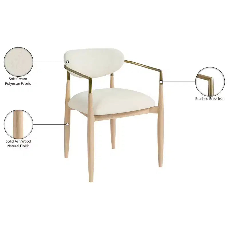 Chaises de salle à manger Riccio de Meridian Furniture avec accoudoirs et revêtement en tissu haute performance (lot de 2)