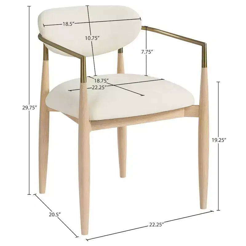 Chaises de salle à manger Riccio de Meridian Furniture avec accoudoirs et revêtement en tissu haute performance (lot de 2)