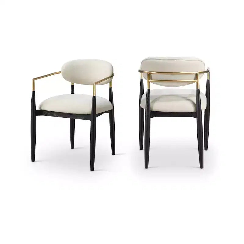 Chaises de salle à manger Riccio de Meridian Furniture avec accoudoirs et revêtement en tissu haute performance (lot de 2)