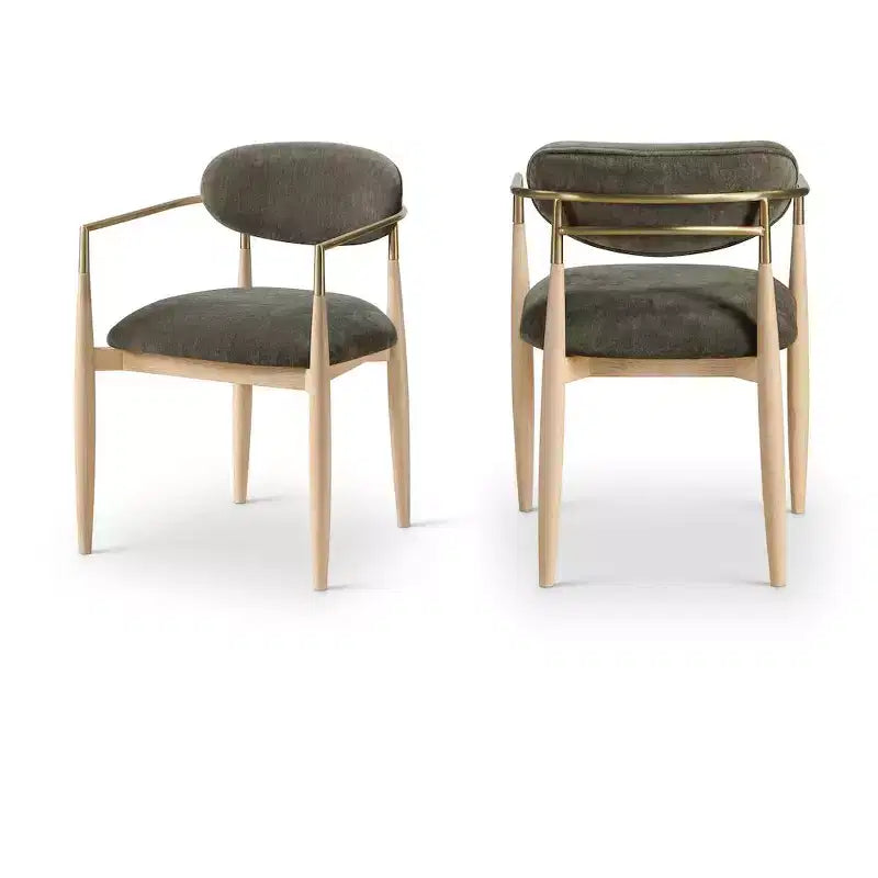 Chaises de salle à manger Riccio de Meridian Furniture avec accoudoirs et revêtement en tissu haute performance (lot de 2)