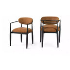 Chaises de salle à manger Riccio de Meridian Furniture avec accoudoirs et revêtement en tissu haute performance (lot de 2)