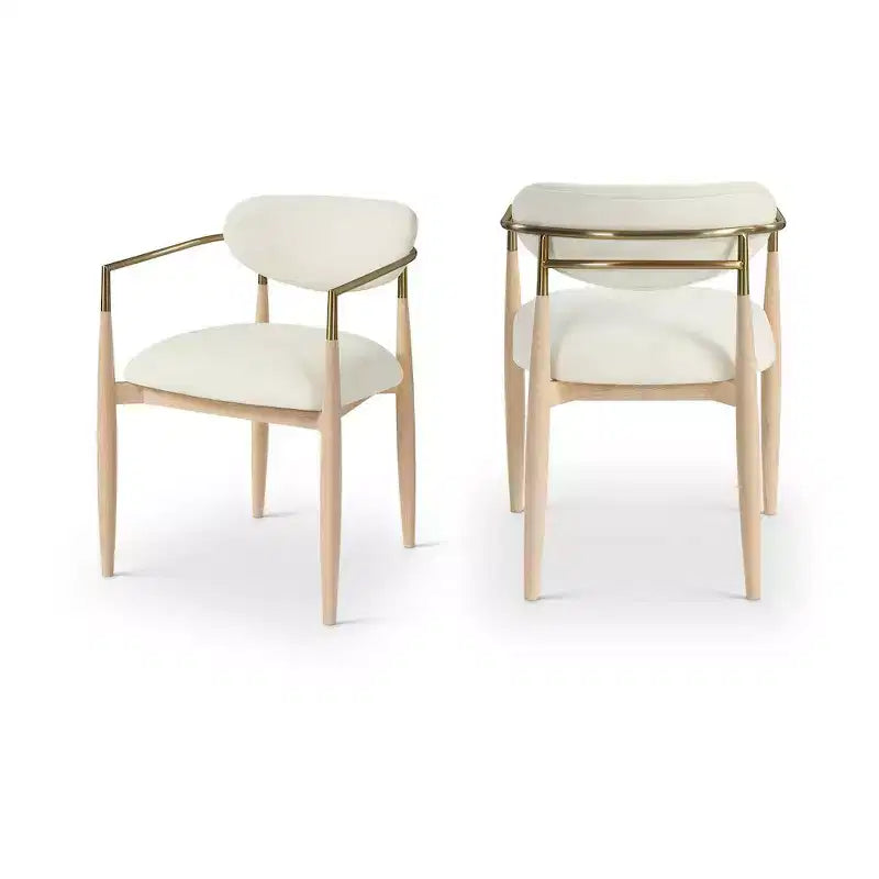 Chaises de salle à manger Riccio de Meridian Furniture avec accoudoirs et revêtement en tissu haute performance (lot de 2)