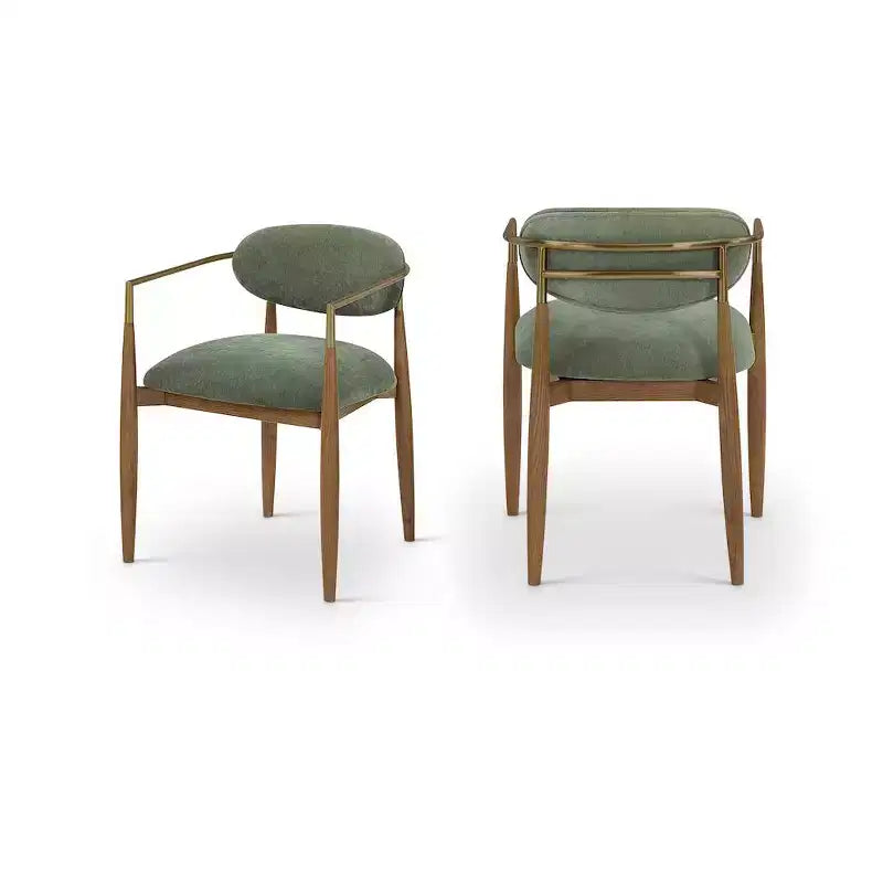 Chaises de salle à manger Riccio de Meridian Furniture avec accoudoirs et revêtement en tissu haute performance (lot de 2)