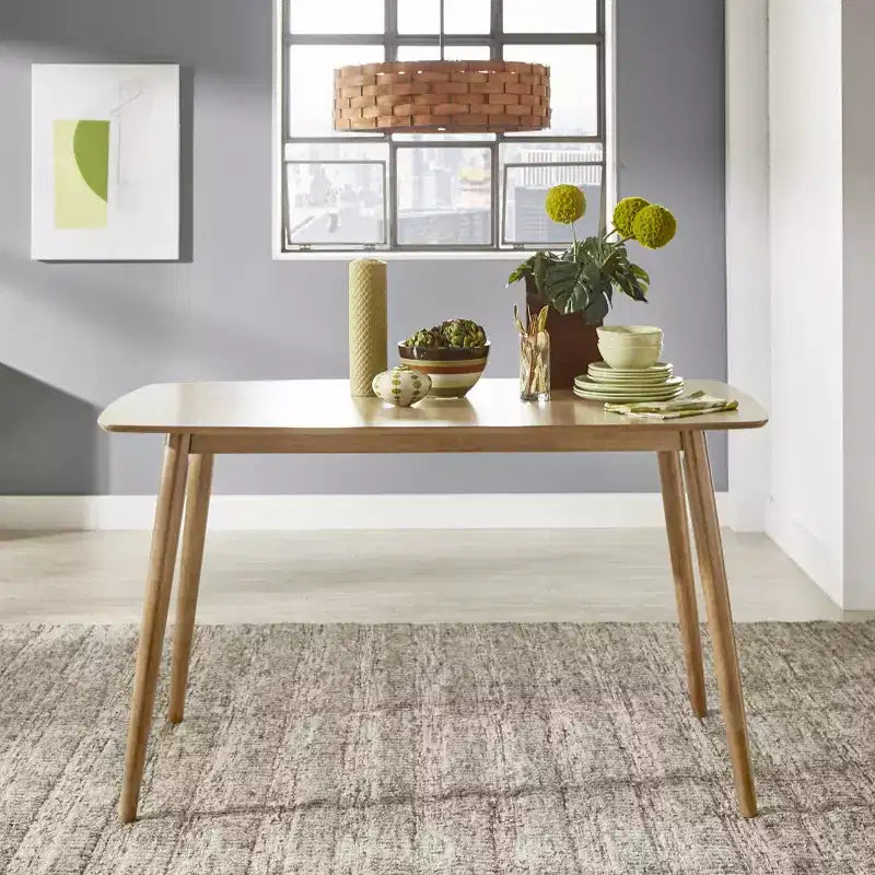 Ensemble de salle à manger Cortland en chêne naturel style mi-siècle, hauteur comptoir, largeur 160 cm - iNSPIRE Q