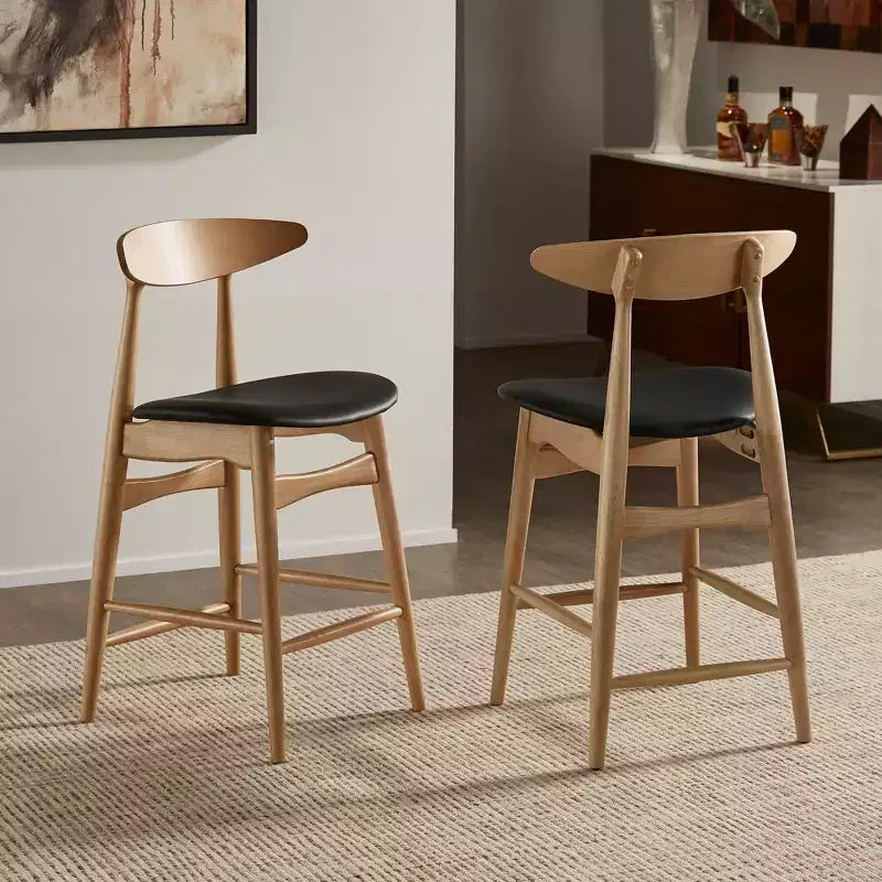 Ensemble de salle à manger Cortland en chêne naturel style mi-siècle, hauteur comptoir, largeur 160 cm - iNSPIRE Q