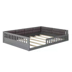 Lit plateforme en bois FAMYYT taille double, avec garde-corps, oreiller, montage facile