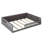 Lit plateforme en bois FAMYYT taille double, avec garde-corps, oreiller, montage facile