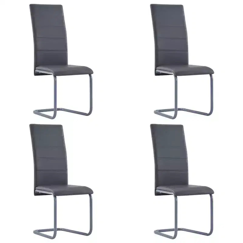 vidaXL Chaises de salle à manger, 4 pcs, gris, similicuir et acier, standard