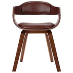 vidaXL Chaise de salle à manger marron Similicuir (100 % polyester), Bois courbé moyen